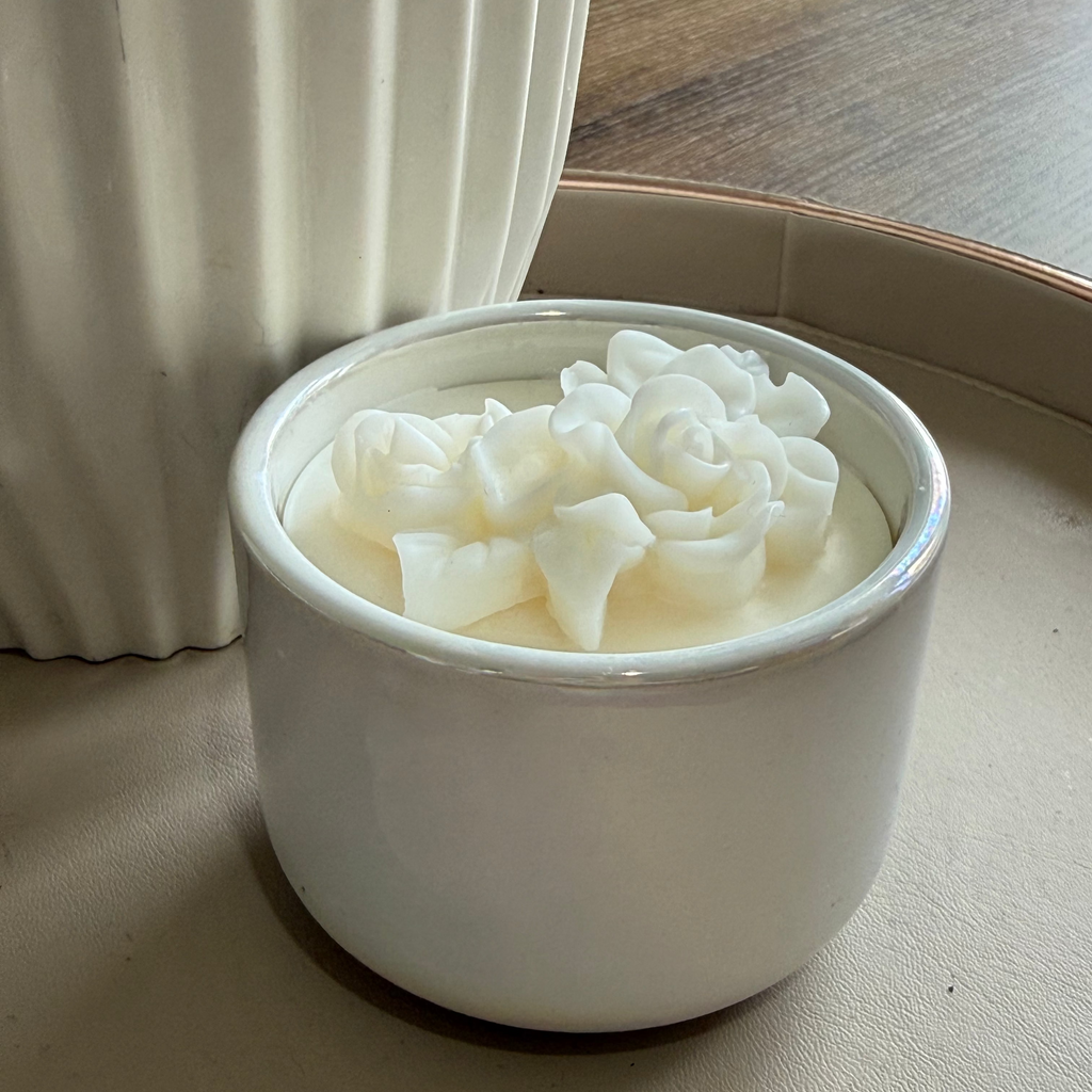 Wickless Candle in Ceramic Pearl Jar - Sherbet Lemon