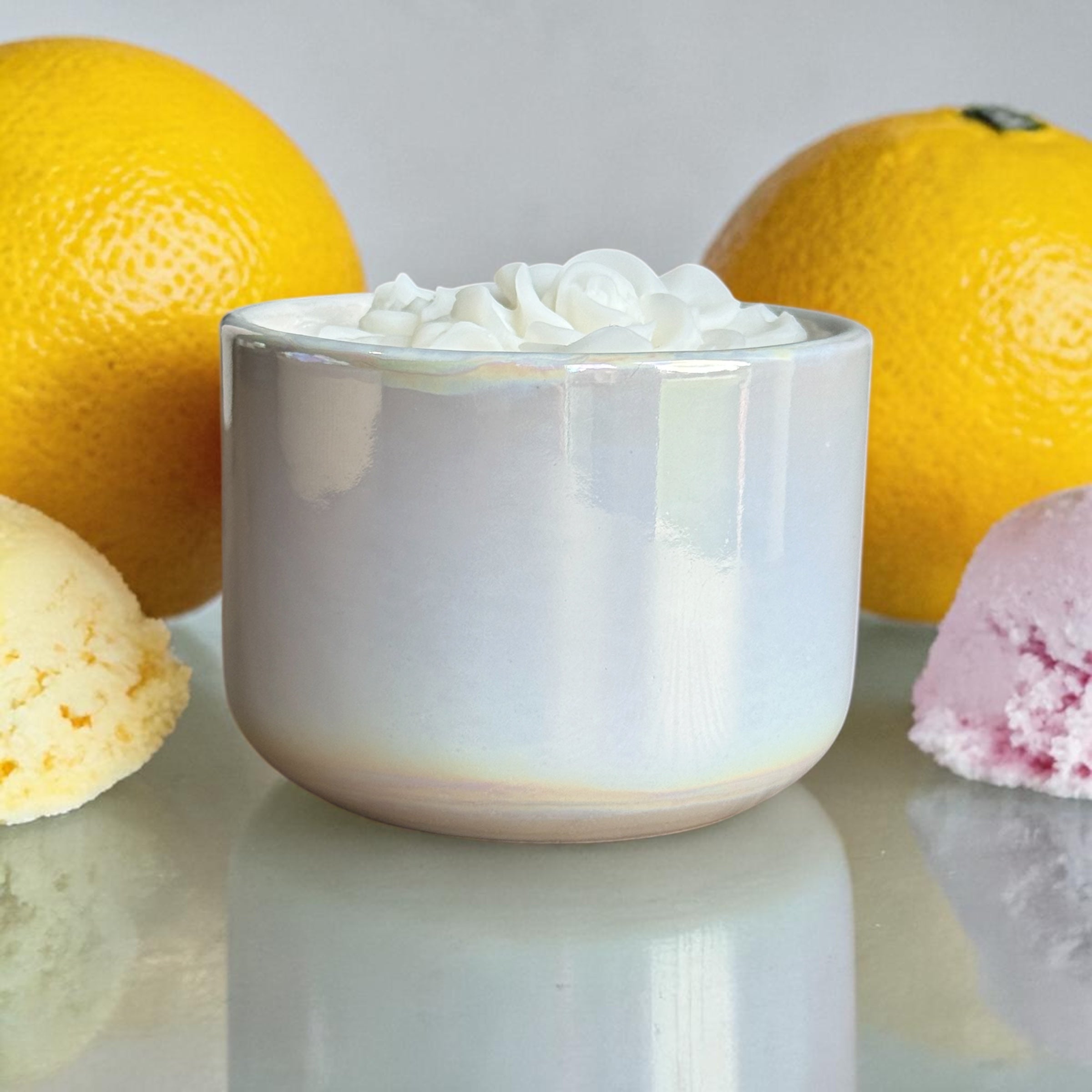 Wickless Candle in Ceramic Pearl Jar - Sherbet Lemon